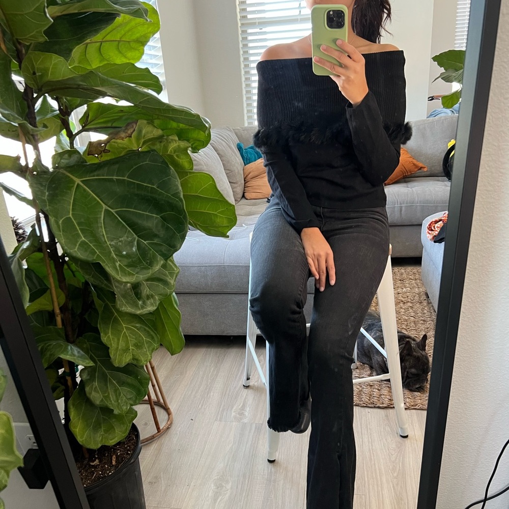 Black Sweater with Real Fur